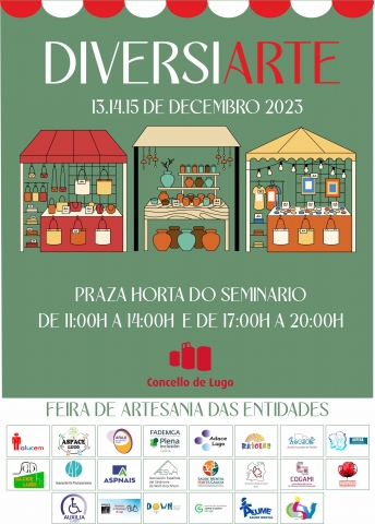 Feira Solidaria #Diversiarte que en este 2023 celebra su XVII edición, del 13 al 15 de diciembre en la Plaza Horta do Seminario